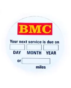 BMC Service Due At Windscreen Sticker