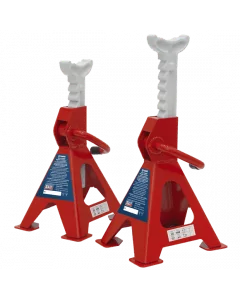 Pair 2 Tonne Ratchet Type Axle Stands in Red - VS2002